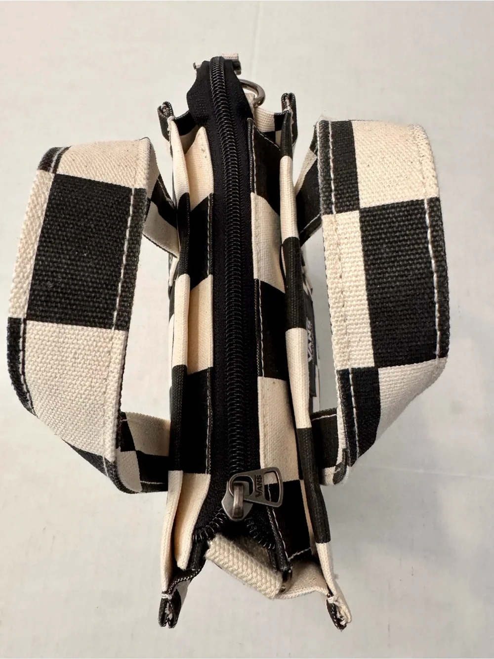 Vans Lil Pergs Checkerboard Crossbody Canvas Tote Bag Black Cream 8x7x3 - Picture 3 of 8